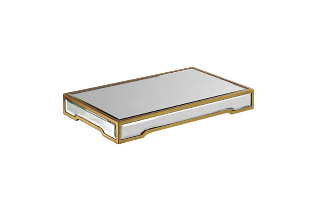 Beveled Mirrors Make Their Way Around This Tray, Accented By Bright Gold Leaf.Uttermost's accessories combine premium quality materials with unique high-style design. | With the advanced product engineering and packaging reinforcement, uttermost maintains some of the lowest damage rates in the industry.  each product is designed, manufactured and packaged with shipping in mind. | Beveled mirrors make their way around this tray, accented by bright gold leaf.