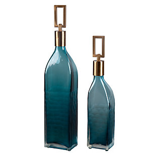 Uttermost Annabella Teal Glass Bottles (Set of 2), , large