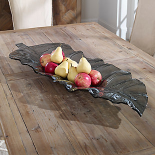Uttermost Smoked Leaf Glass Tray, , rollover