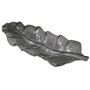 Uttermost Smoked Leaf Glass Tray, , large