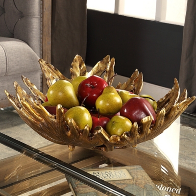 Uttermost Oak Leaf Metallic Gold Bowl, , rollover