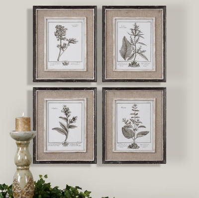 Uttermost Casual Grey Study Framed Art (4 Piece), Brown