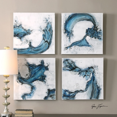Uttermost Swirls In Blue Abstract Art, Set of 4, , rollover
