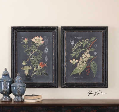 A600020242 Uttermost Midnight Botanicals Wall Art Set of 2, M sku A600020242