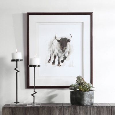 Uttermost Rustic Bull Framed Animal Print, , rollover