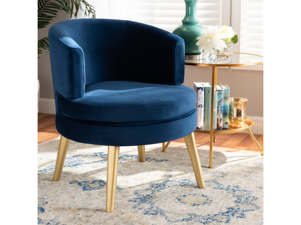 Velvet navy blue accent chair online