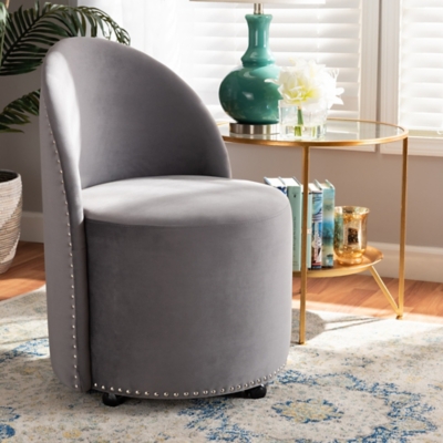 A600020291 Baxton Studio Bethel Rolling Accent Chair, Gray/Bl sku A600020291