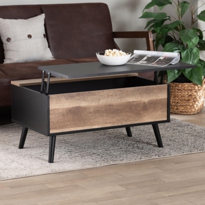 Jensen Lift Top Coffee Table with Storage Compartment, Black/Brown