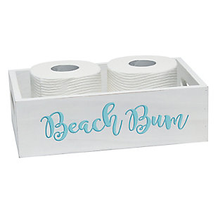 Revamp your bathroom with this three piece matching decorative set. This set will give your bathroom a complete, cohesive look. It includes 1 decorative frame, 1 toilet paper holder and 1 towel holder in a stylish, clean finish to give your bathroom the perfect update!White wash finish on wood | Colorful text | Towel holder fits 8 standard bath towels comfortably. Toilet paper holder fits 2 jumbo size rolls comfortably. | Fun kids theme, perfect for the little ones! | Frame: 13" x 10" x 1". Toilet paper holder: 11.5" x 7" x 3.5". Towel holder: 16" x 12" x 6" | Pieces easily nest into one another for easy storage!
