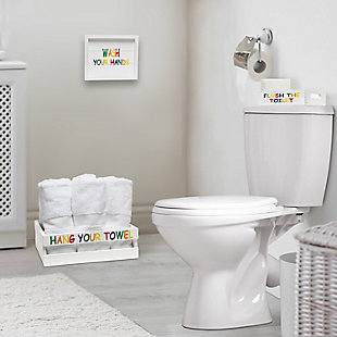 Elegant Designs Kids Three Piece Decorative Wood Bathroom Set, Small, White Wash/Multi, rollover
