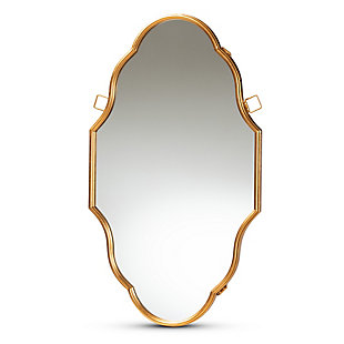 Baxton Studio Dennis Vintage Antique Gold Finished Accent Wall Mirror, , large