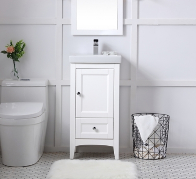Saturn 18" Single Bathroom Vanity Set, White, large