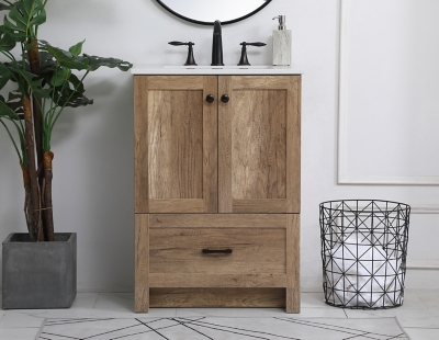 Weathered 24" Single Bathroom Vanity, Natural Oak, large