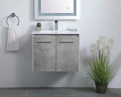 Kasper 24 Single Bathroom Floating Vanity Set, Concrete Gray