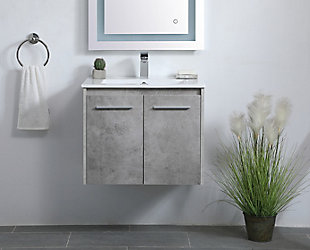 Kasper  24" Single Bathroom Floating Vanity, Concrete Gray, rollover