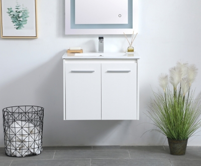 Kasper  24" Single Bathroom Floating Vanity, White, large