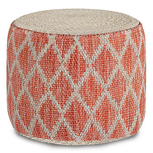 Simpli Home Edgeley Contemporary Round Pouf in Coral and Natural Woven Braided Jute, , large