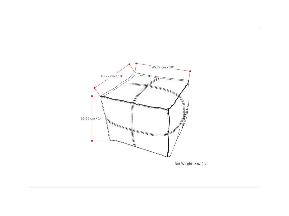 Simpli Home Brody Transitional Square Pouf in Distressed Dark Brown Faux Leather, , large