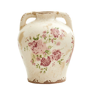 8” Tuscan Ceramic Floral Print Vase, , large