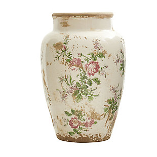 12.5” Tuscan Ceramic Floral Print Vase, , large