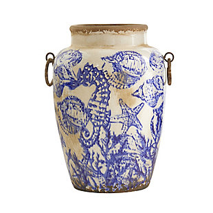 10.5” Nautical Ceramic Urn Vase, , large