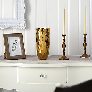 10” Designer Gold Cylinder Vase, , rollover