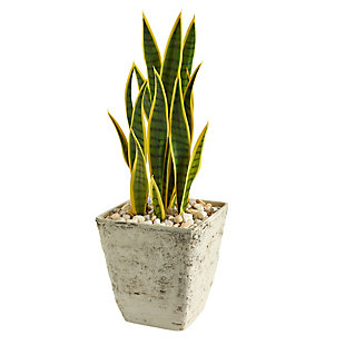 30” Sansevieria Artificial Plant in Country White Planter, , large