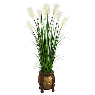 63” Wheat Plum Grass Artificial Plant in Decorative Planter, , large