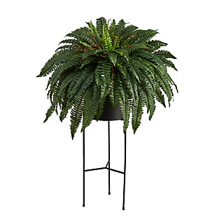 51” Boston Fern Artificial Plant in Black Planter with Stand, , large
