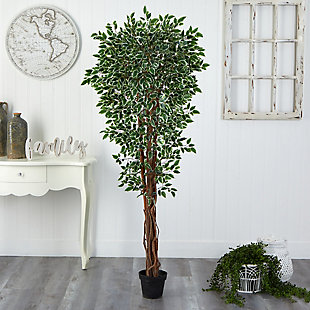 70” Variegated Ficus Artificial Tree UV Resistant (Indoor/Outdoor), , rollover