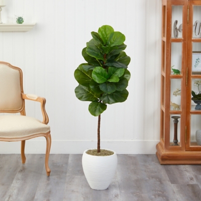 A600020914 52 Fiddle Leaf Artificial Tree in White Planter, G sku A600020914