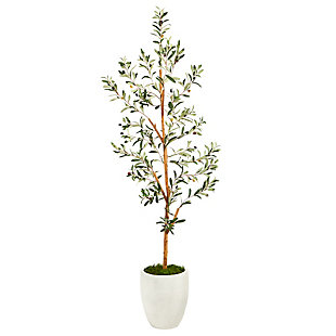 5.5’ Olive Artificial Tree in White Planter, , large