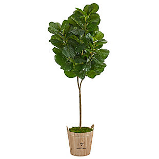 74” Fiddle leaf Fig Artificial Tree in Farmhouse Planter, , large