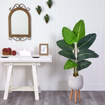 A600021069 5 Travelers Palm Artificial Tree in White Planter  sku A600021069