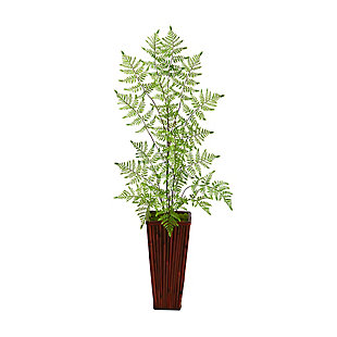 3.5’ Ruffle Fern Artificial Tree in Bamboo Planter, , large