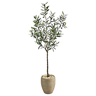 5.5’ Olive Artificial Tree in Sand Colored Planter, , large