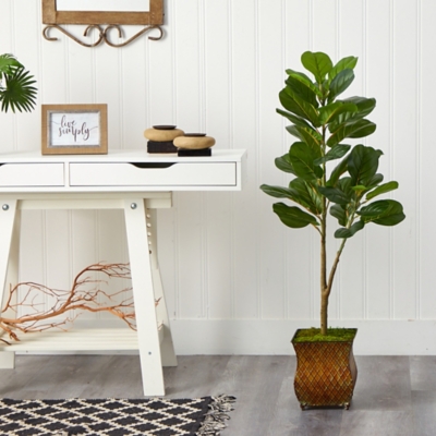 4’ Fiddle Leaf Fig Artificial Tree in Metal Planter | Ashley