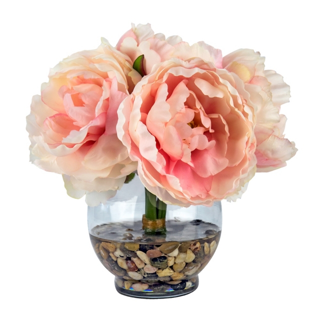 Peonies Floral Arrangement in Glass Vase