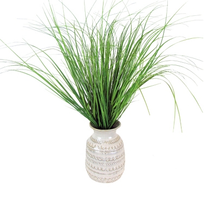 24-inch Grass in Patterned Ceramic Urn, , large