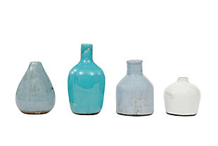 Blue And Ivory Terracotta Vases (set Of 4 Sizes), , large