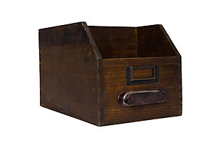 2-Section Wood Bin With Handle And Label Holder, , large