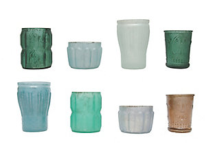 Mercury Glass Votive Holders In Blues And Greens (set Of 8), , large