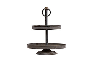 Decorative Metal 2-tier Tray, , large