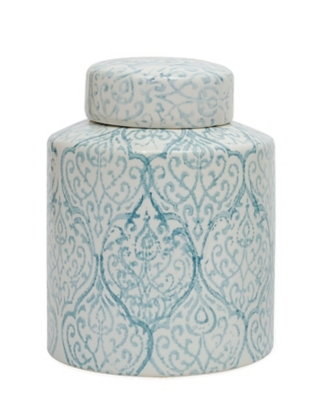 Blue And White Decorative Ceramic Ginger Jar With Lid, , large