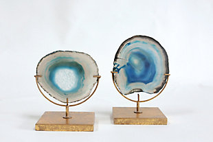 Decorative Agate Stone Slice On Metal Stand, , rollover