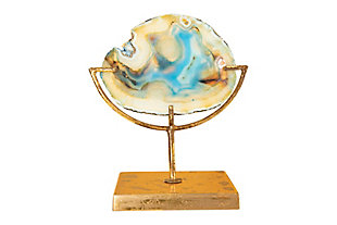 Decorative Agate Stone Slice On Metal Stand, , large