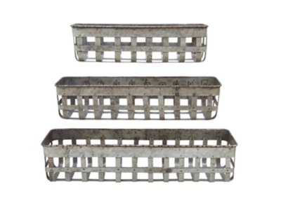 Rectangle Open Weave Iron Baskets (Set of 3), , large