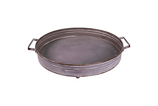 Round Decorative Iron Tray With Handles, , large