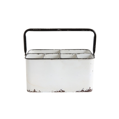 Storied Home Indoor/Outdoor Caddy With 6 Compartments, White