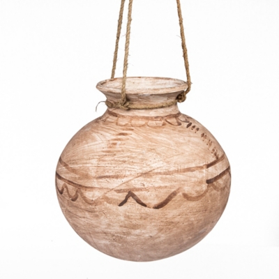 Large Hanging Clay Pot With Jute Hanger, , large